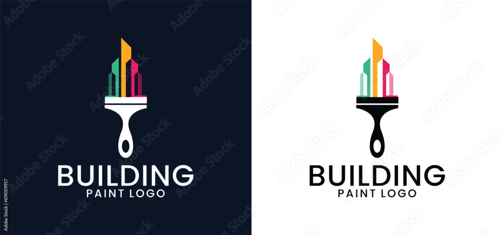 Painting service logo design set, repair color icons, vector premium white background Painting service logo design set, repair color icons, vector premium white background