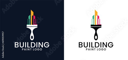 Painting service logo design set, repair color icons, vector premium white background
