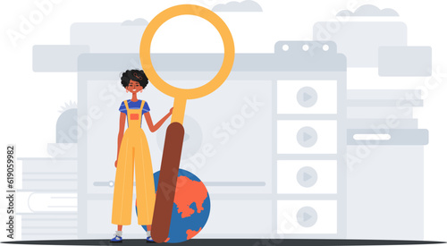 The daughter is holding a overstate methamphetamine in his handwrite . datum search concept. Trendy style, Vector Illustration