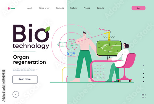 Bio Technology, Organ regeneration -modern flat vector concept illustration of a hand regenerating, futuristic technology. Metaphor of regenerative medicine and the body's ability to self-repair