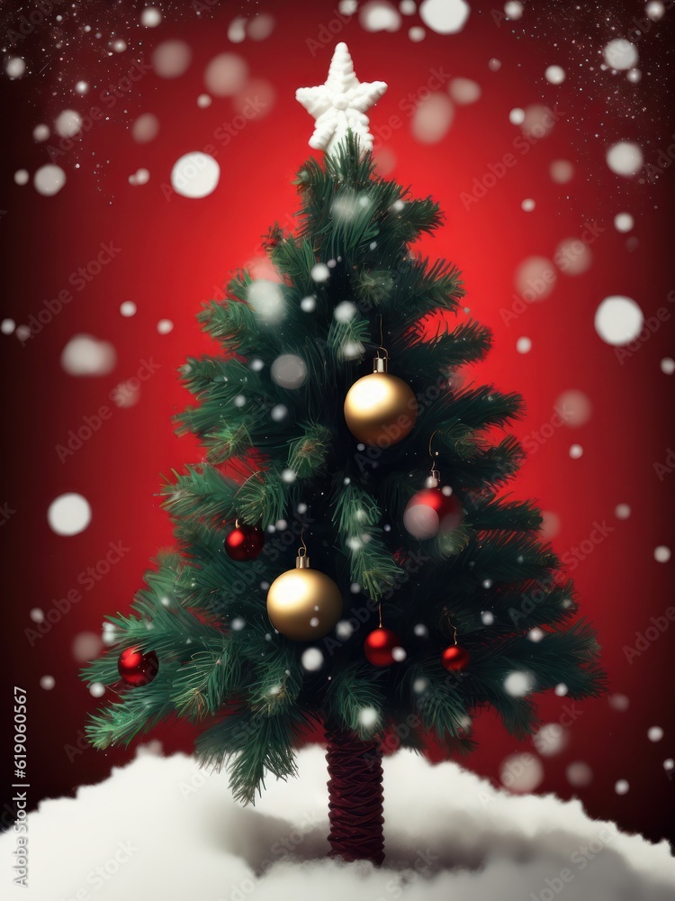 Beautiful green elegantly decorated Christmas tree, created with generative ai, ki