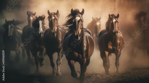 Horses running from fire, Global warming, Climate change, Generative AI