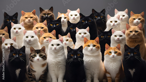 Studio image of large group of cats © Prasanth