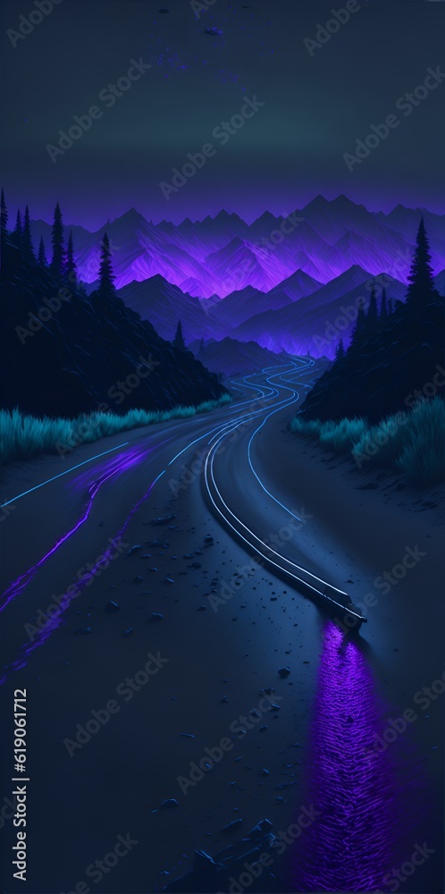 Φωτογραφία Photo of a picturesque landscape with a winding road and majestic mountains in t