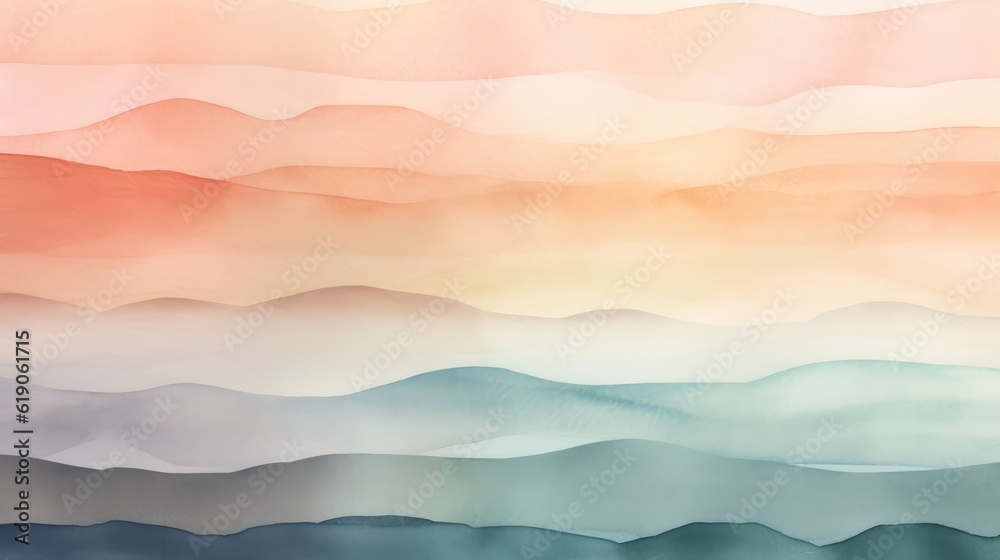 Abstract wavy hills in watercolour. Generative ai composite.