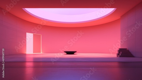 Experimental empty architectural forms with pink  purple lighting and smooth edges.