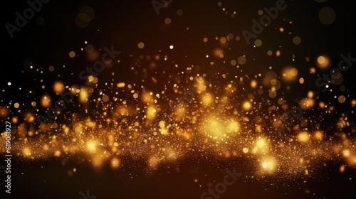 Sparkling gold glitter in midair. Generative ai composite.