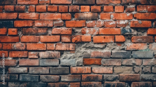 Old red brick wall background. AI generated.