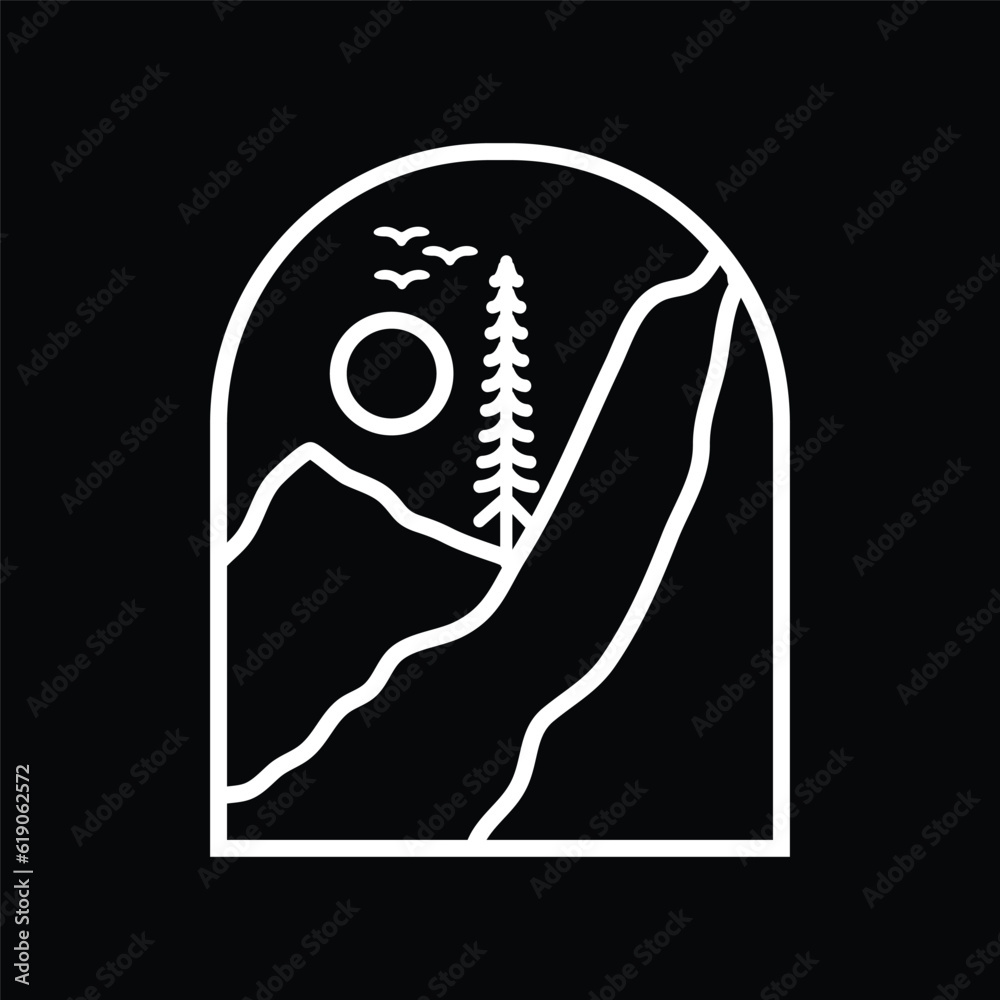 Fototapeta premium Mountain and Camping Life illustration, outdoor adventure . Vector graphic for t shirt and other uses.