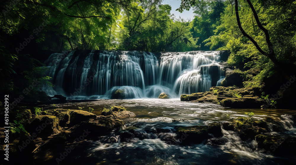 Fototapeta premium Nature's Beauty, Stunning Waterfalls. Generative Ai