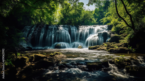 Nature s Beauty  Stunning Waterfalls. Generative Ai