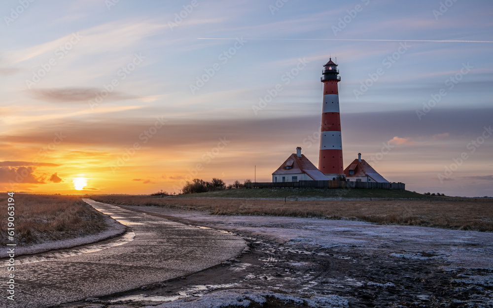 Lighthouse of Westerhever, North Frisia, Germany Lighthouse of Westerhever, North Frisia, Germany