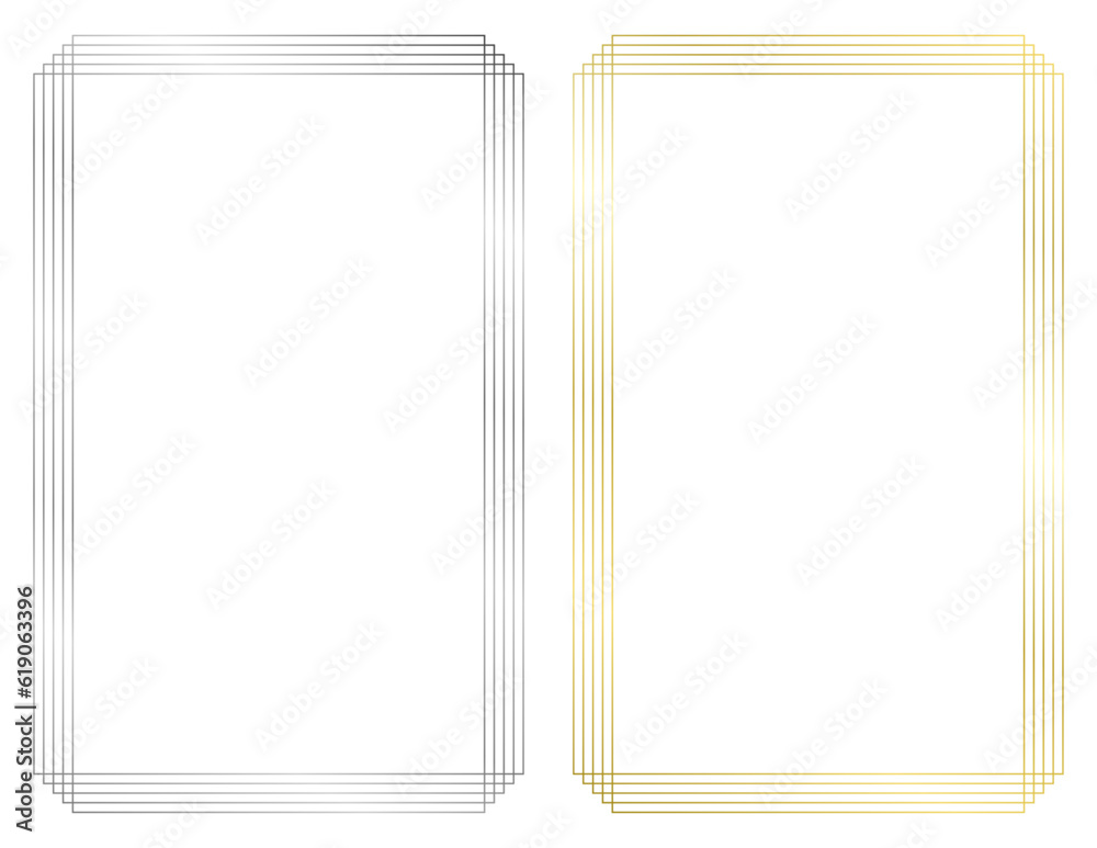 Obraz premium Set of golden and silver frames. Vector frame isolated on white