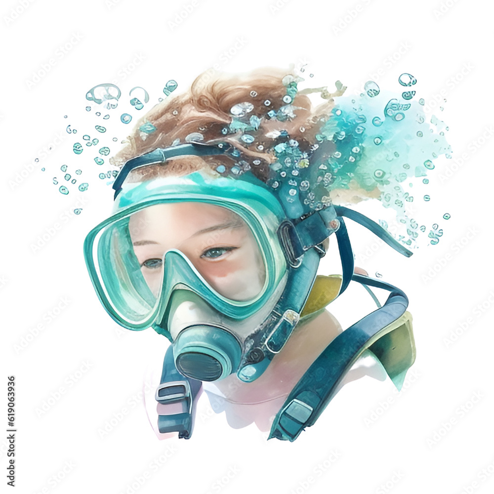Watercolor beach illustration, generative ai Watercolor beach illustration, generative ai