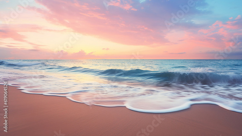 Serene Beach Sunset  Tranquility at Dusk. Generative Ai