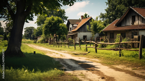 Rustic Countryside Charm, Life in the Village. Generative Ai © vectorizer88