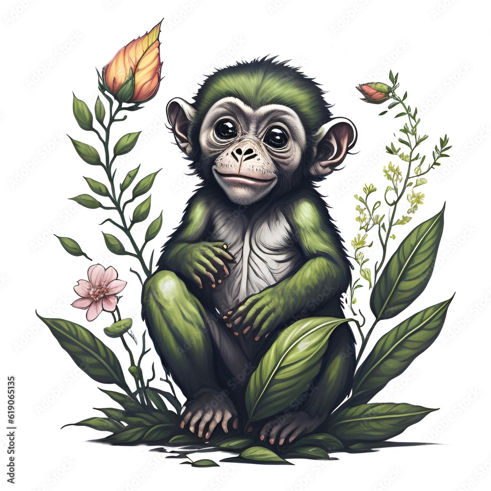 Obraz premium Watercolor baby animals, generative ai