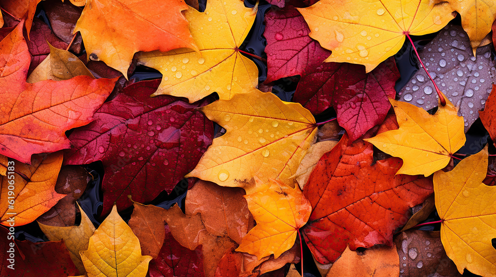 Red and Orange Autumn Leaves Background. Generative Ai Red and Orange Autumn Leaves Background. Generative Ai