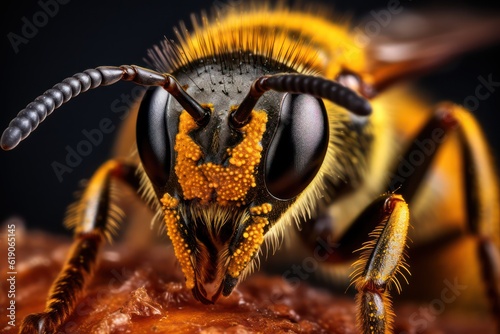 Photo of a close-up of a bee on a piece of wood © Anna