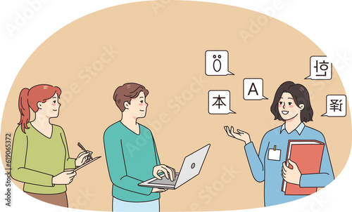 Konstfotografi Female teacher of foreign languages lesson for students