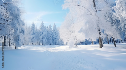 Winter Wonderland, Snowy Landscapes. Generative Ai © vectorizer88