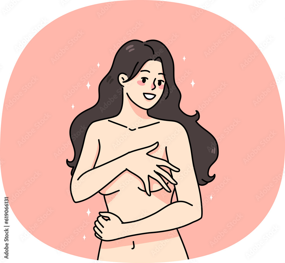 Young naked woman cover body with hands Young naked woman cover body with hands