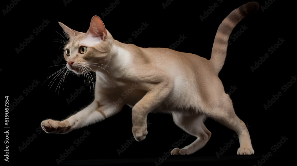Φωτογραφία Witness the breathtaking agility and gracefulness of a cat in mid-air, frozen in a dynamic action shot