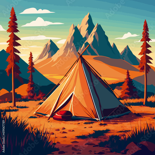 illustration camping site indian native american