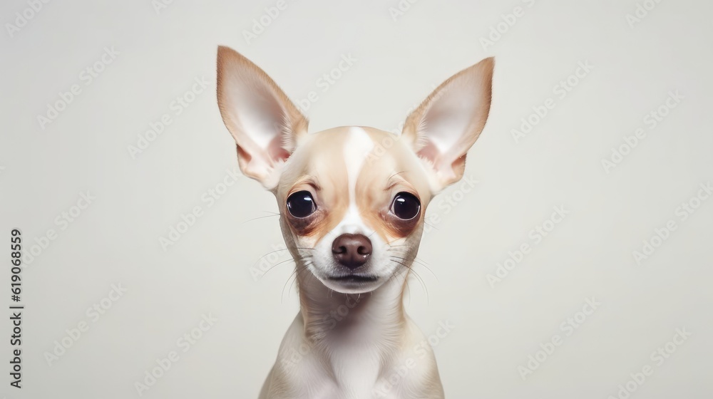 Chihuahua dog portrait on a white background. AI generated.