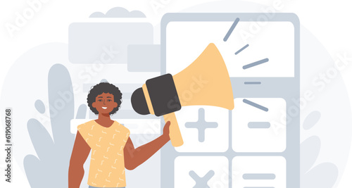 The valet is holding a bullhorn in his bridge musician . digital betray concept. Trendy style, Vector Illustration