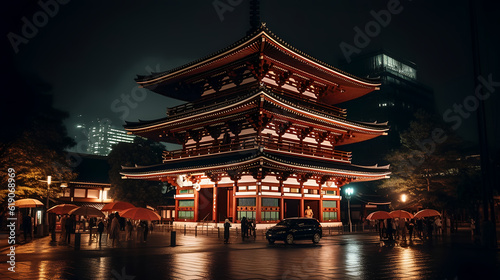 Step into a different era as I enter the historic district of Asakusa, surrounded by Tokyo's enchanting night cityscape. photo