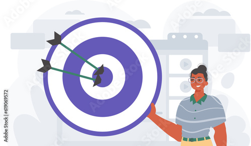 The Guy holds in his handwrite a devour with arrow that hit the digest . digital overlie concept. Trendy style, Vector Illustration