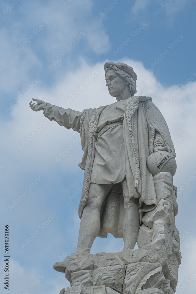 A statue of Cristopher Columbus on the promenade of Santa Margherita Ligure, Italy