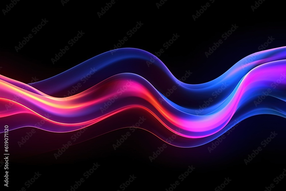 Fototapeta premium A colorful wave of light on a black background, created with Generative Ai Technology