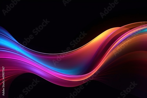 A colorful wave of light on a black background, created with Generative Ai Technology