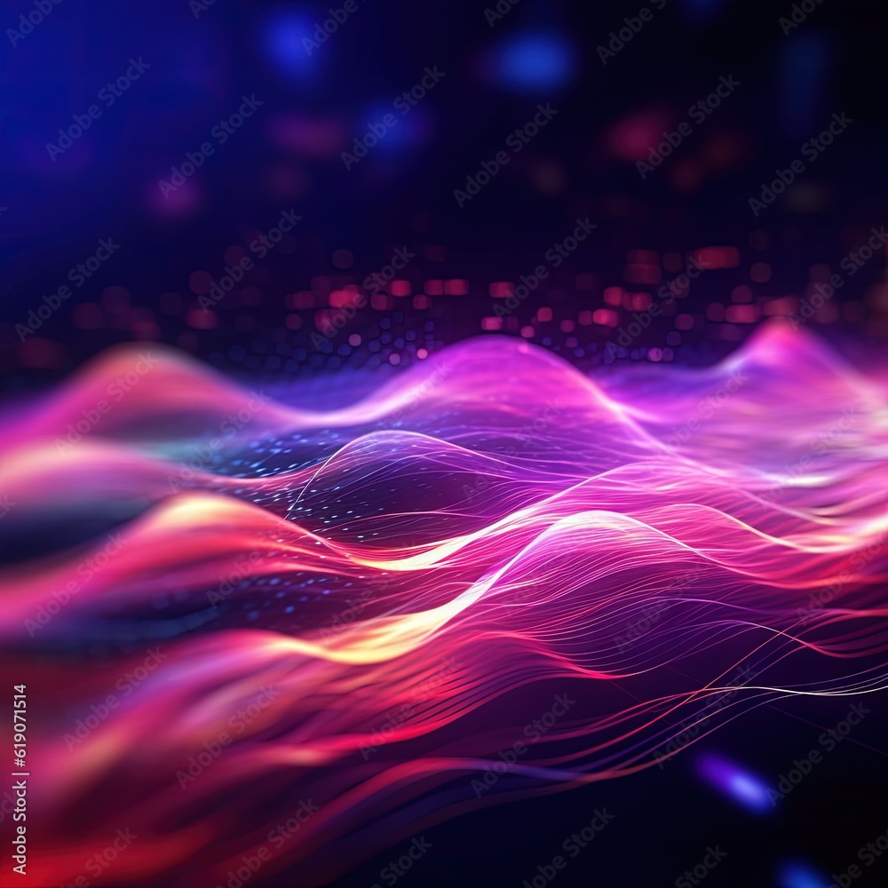 Obraz premium A colorful wave of light on a dark background, created with Generative Ai Technology