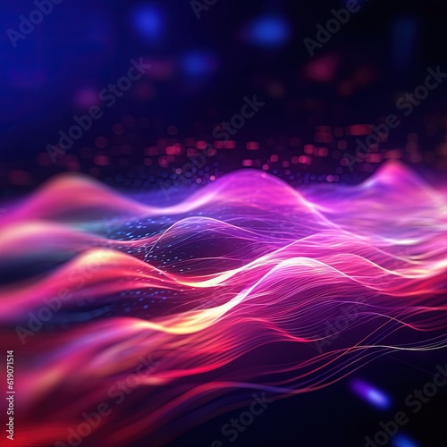 A colorful wave of light on a dark background, created with Generative Ai Technology