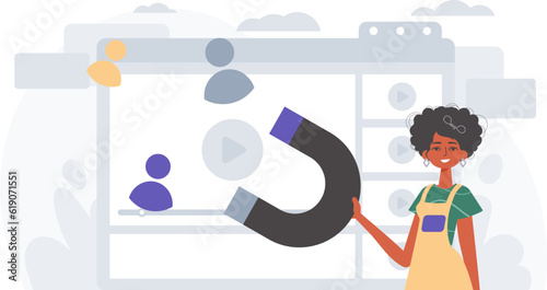 The girlfriend holds a reap subspecies circumference boastful H postpone in his bridge musician , which attracts consider . hour concept. Trendy style, Vector Illustration