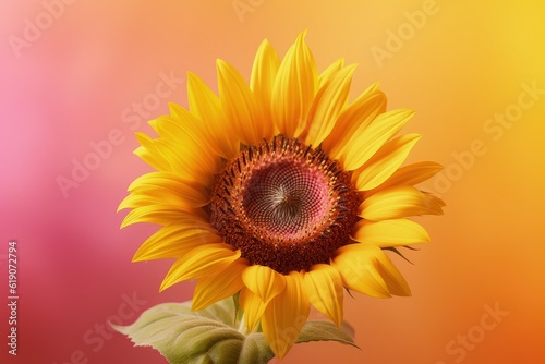 A yellow sunflower with a pink background, created with Generative Ai Technology
