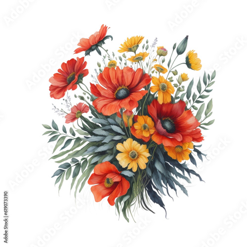 Watercolor daisy, generative ai © Andreea Eremia 