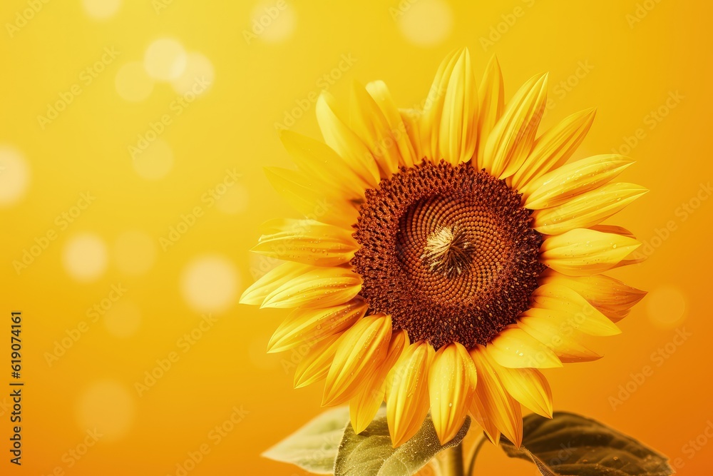 Obraz premium A large yellow sunflower with a bee on it, created with Generative Ai Technology