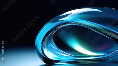 Photo of a vibrant blue glass object on a table, created with Generative Ai Technology