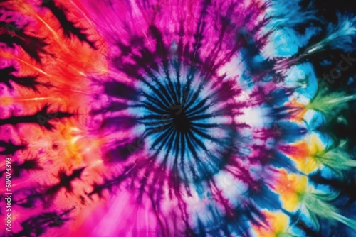 vibrant tie-dye background with a mesmerizing spiral design, created with Generative Ai Technology