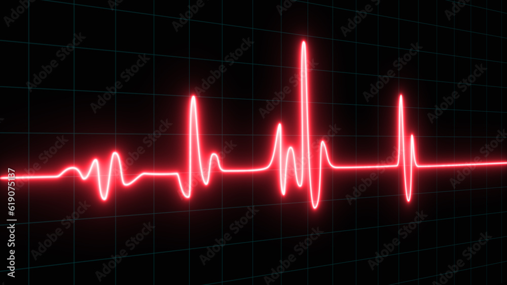 glowing neon heart pulse. heartbeat Electrocardiogram. emergency ekg monitoring.