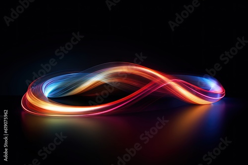 Vibrant and mesmerizing light painting on a dark background. In a dark space, with the long exposure technique created with Generative Ai Technology