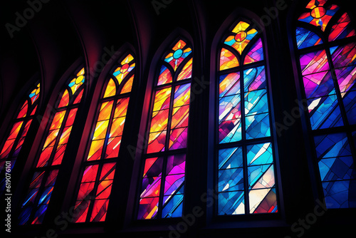 Mosaic windows in the Catholic church
