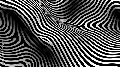 Optical art abstract background wave design black and white. Abstract black and white background with wavy lines  created with Generative Ai Technology