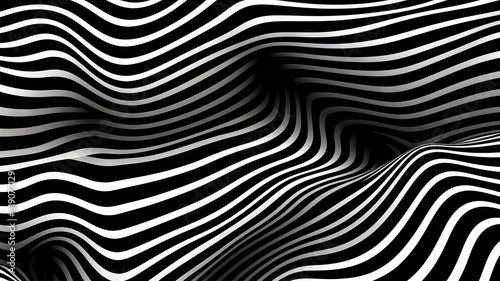 Optical art abstract background wave design black and white. Abstract black and white background with wavy lines  created with Generative Ai Technology