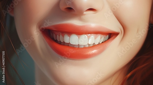Beautiful smile girl with white teeth new quality universal colorful technology stock image illustration design  generative ai