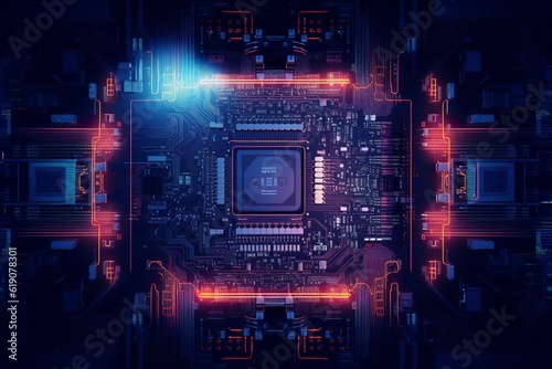 abstract colorful technology background  futuristic electronic circuit board  big data communication backdrop wallpaper concept  generative ai